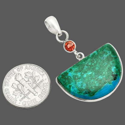 Natural Azurite Chrysocolla & Garnet Pendant P-1098 SDP150905
