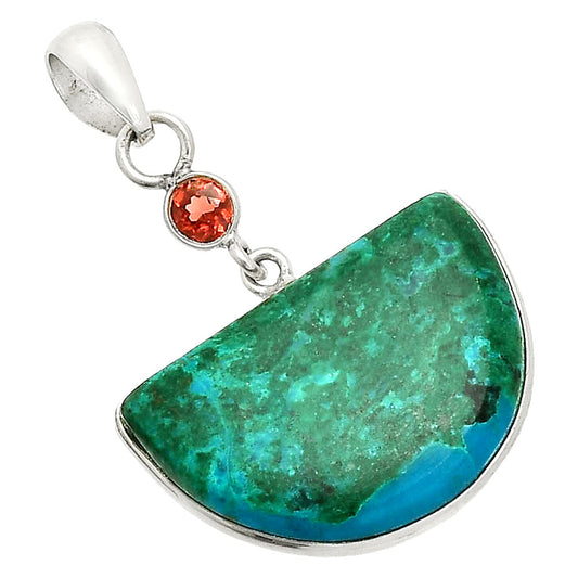 Natural Azurite Chrysocolla & Garnet Pendant P-1098 SDP150905