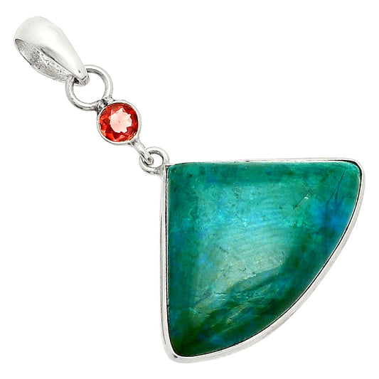 Natural Azurite Chrysocolla & Garnet Pendant P-1098 SDP150915