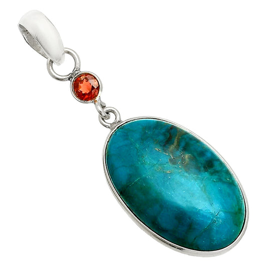 Natural Azurite Chrysocolla & Garnet Pendant P-1098 SDP150943
