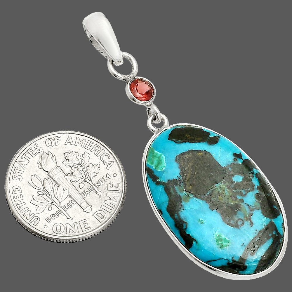 Natural Shattuckite - USA & Garnet Pendant P-1098 SDP150949