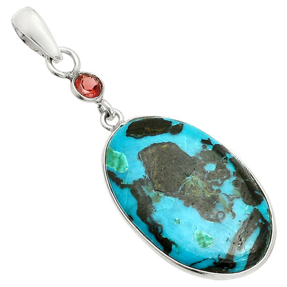 Natural Shattuckite - USA & Garnet Pendant P-1098 SDP150949