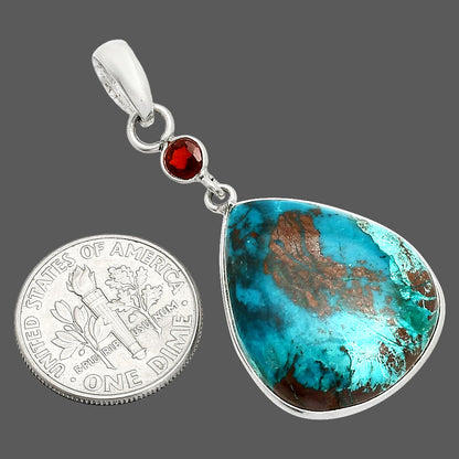 Natural Shattuckite - USA & Garnet Pendant P-1098 SDP150951