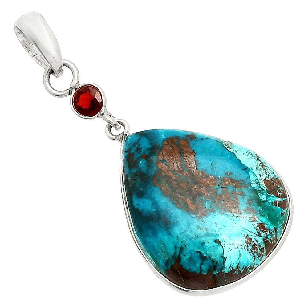 Natural Shattuckite - USA & Garnet Pendant P-1098 SDP150951