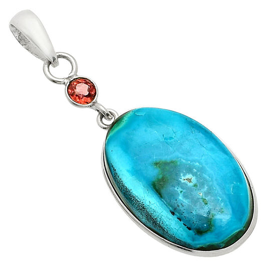Natural Azurite In Malachite & Garnet Pendant P-1098 SDP150952
