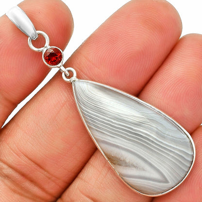 Natural Banded Onyx & Garnet Pendant P-1098 SDP150959