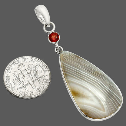 Natural Banded Onyx & Garnet Pendant P-1098 SDP150959