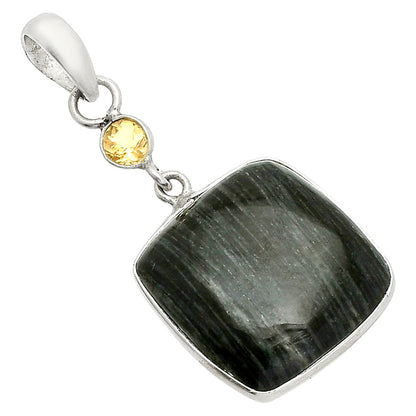 Silver Leaf Obsidian & Citrine Pendant P-1098 SDP150963