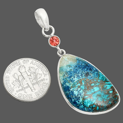Natural Shattuckite - USA & Garnet Pendant P-1098 SDP150975