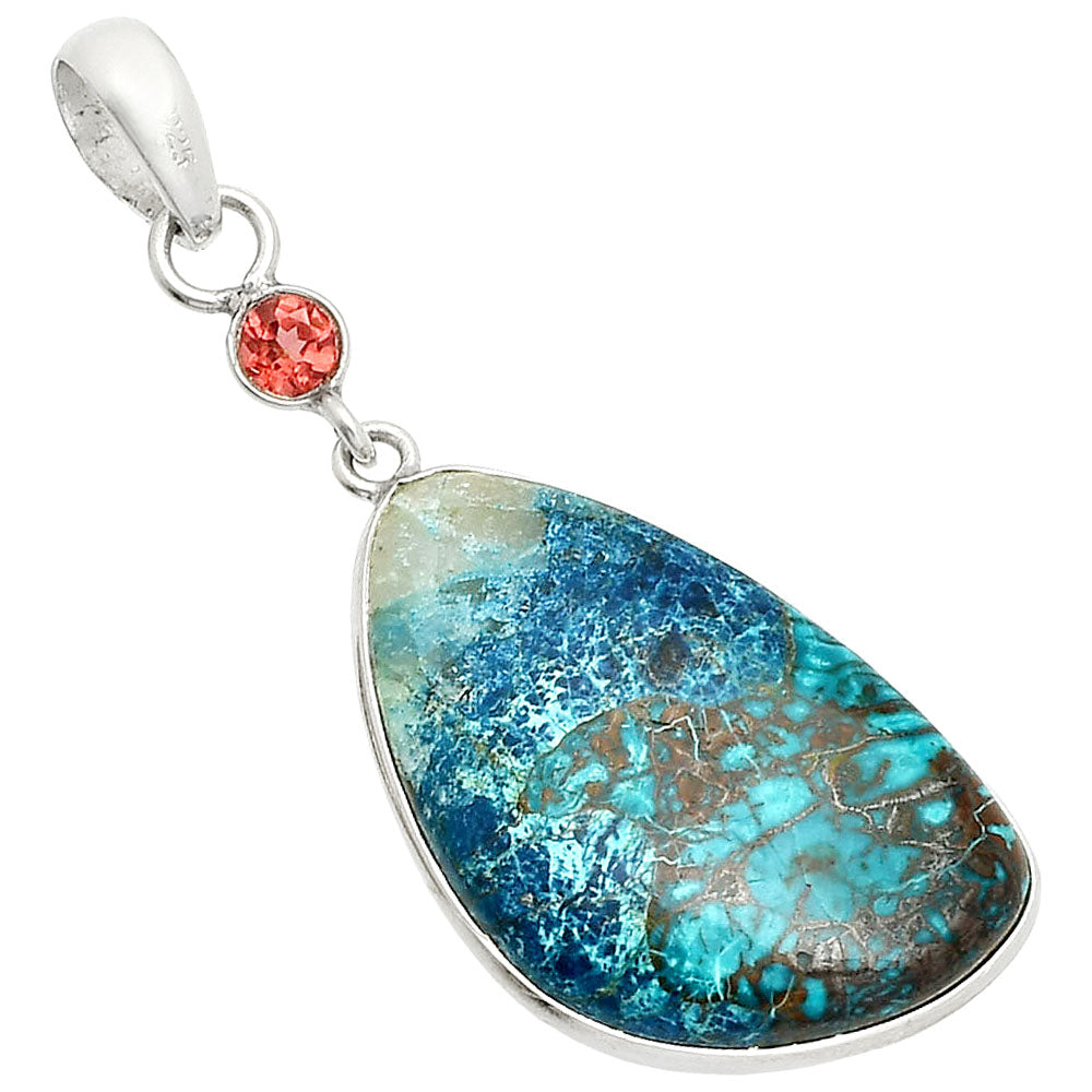 Natural Shattuckite - USA & Garnet Pendant P-1098 SDP150975