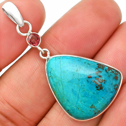 Natural Shattuckite - USA & Garnet Pendant P-1098 SDP150985