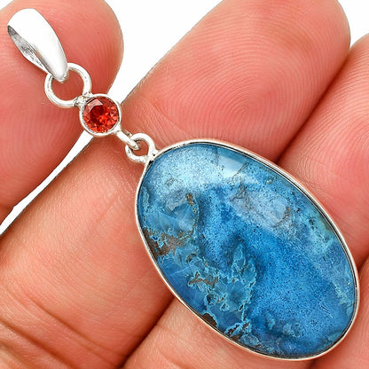 Natural Shattuckite - USA & Garnet Pendant P-1098 SDP151015