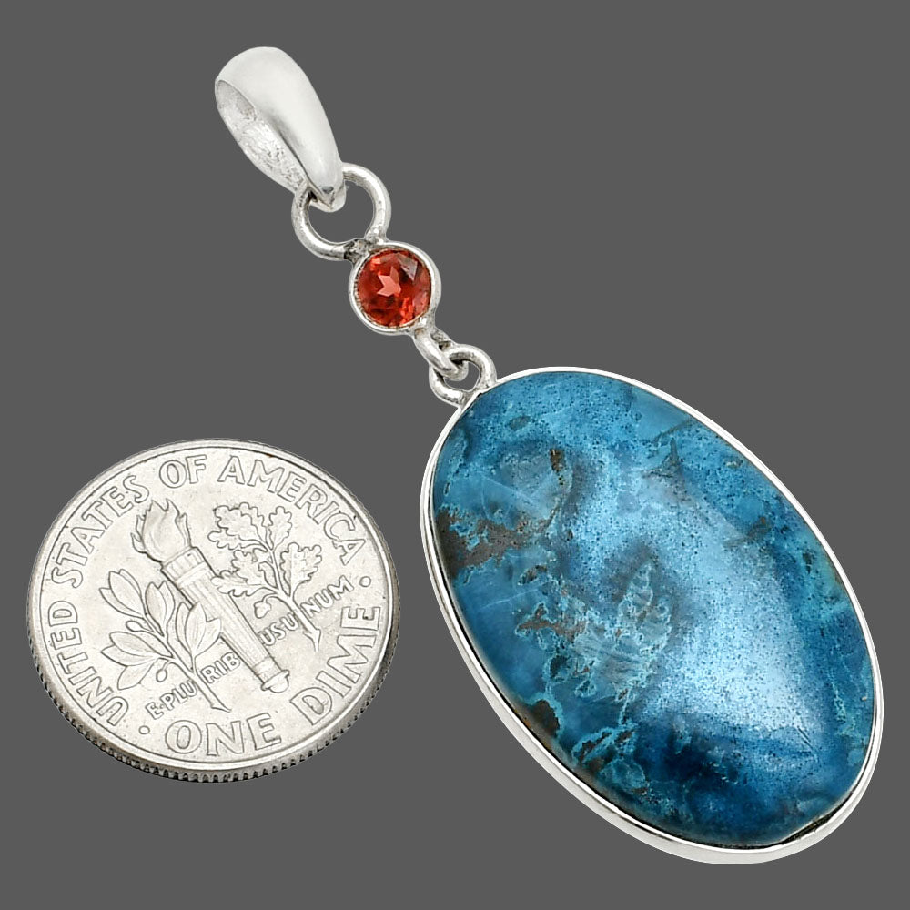 Natural Shattuckite - USA & Garnet Pendant P-1098 SDP151015