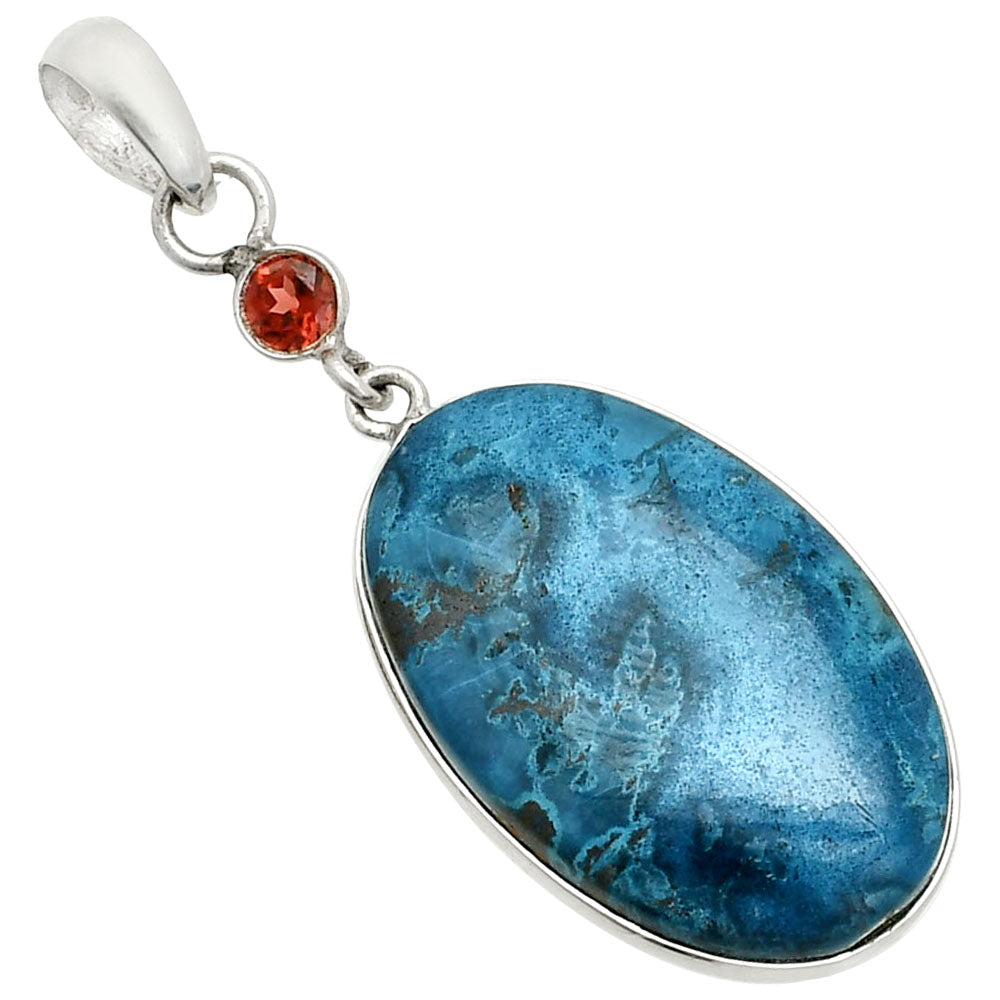 Natural Shattuckite - USA & Garnet Pendant P-1098 SDP151015