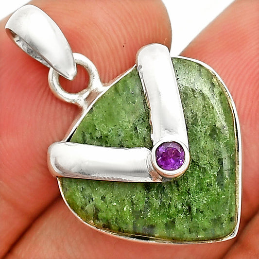 Natural Serpentine & Amethyst Pendant P-1735 SDP151021