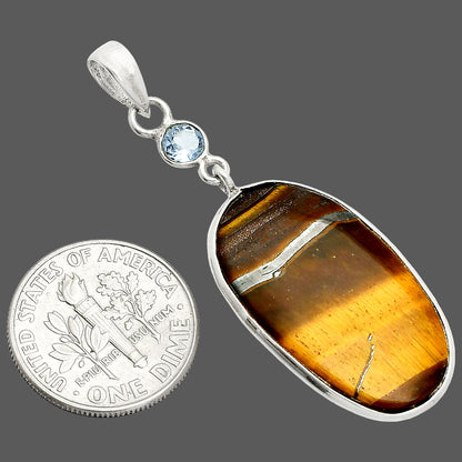 Tiger Eye - Africa & Sky Blue Topaz Pendant P-1098 SDP151026