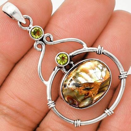 Copper Abalone Shell & Amethyst Pendant P-1075 SDP151192