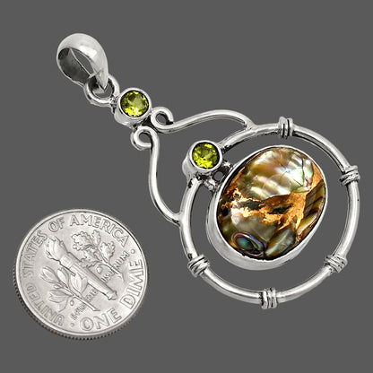 Copper Abalone Shell & Amethyst Pendant P-1075 SDP151192