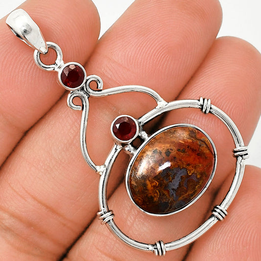 Rare Cady Mountain Agate & Garnet Pendant P-1075 SDP151210