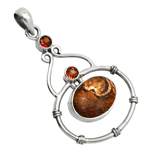 Natural Mexican Bird Eye & Garnet Pendant P-1075 SDP151221