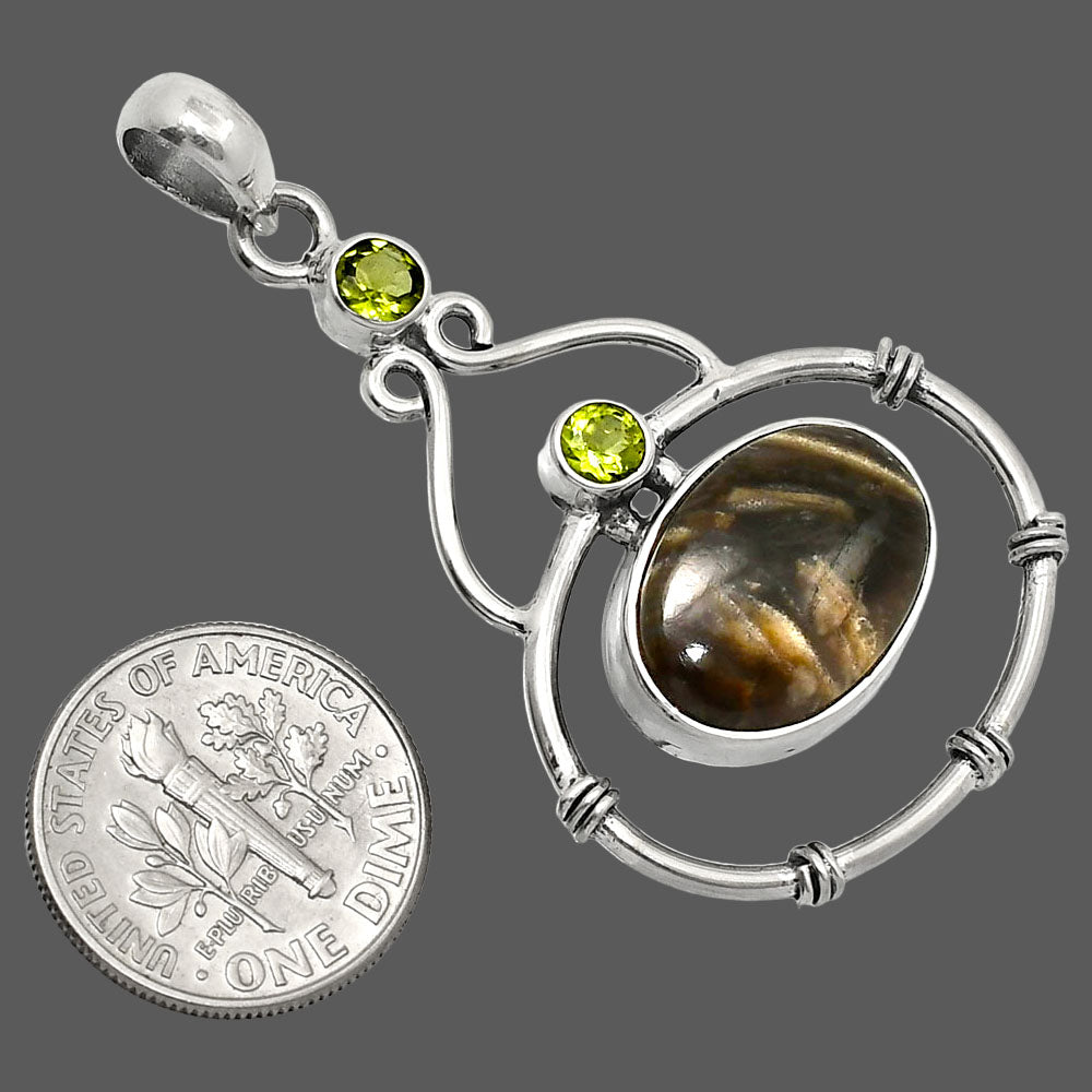 Natural Bat Cave Jasper & Peridot Pendant P-1075 SDP151225