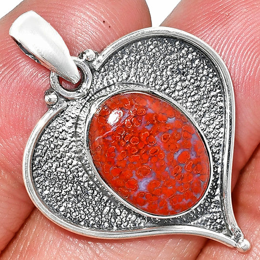 Heart - Natural Red Moss Agate Pendant P-1503 SDP151266