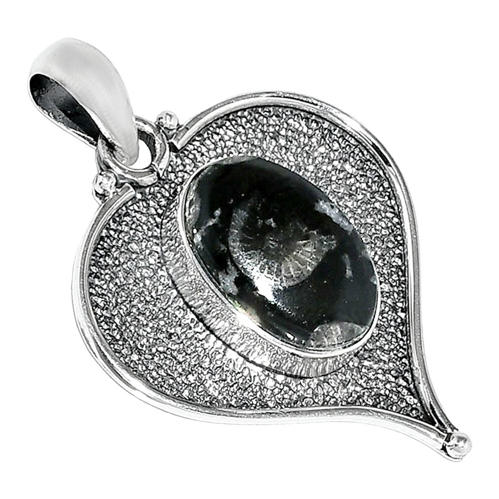 Heart - Black Flower Fossil Coral Pendant P-1503 SDP151271