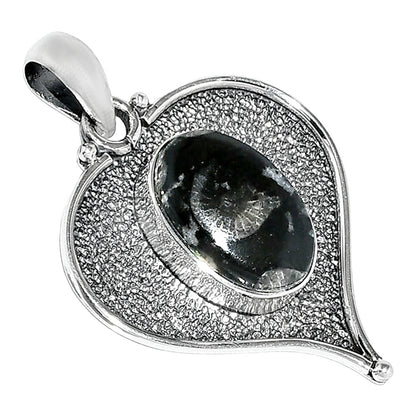Heart - Black Flower Fossil Coral Pendant P-1503 SDP151271