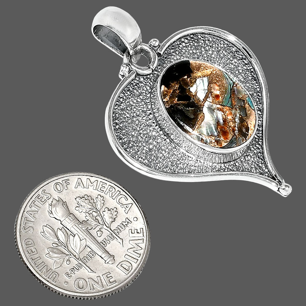 Heart - Natural Copper Abalone Shell Pendant P-1503 SDP151278