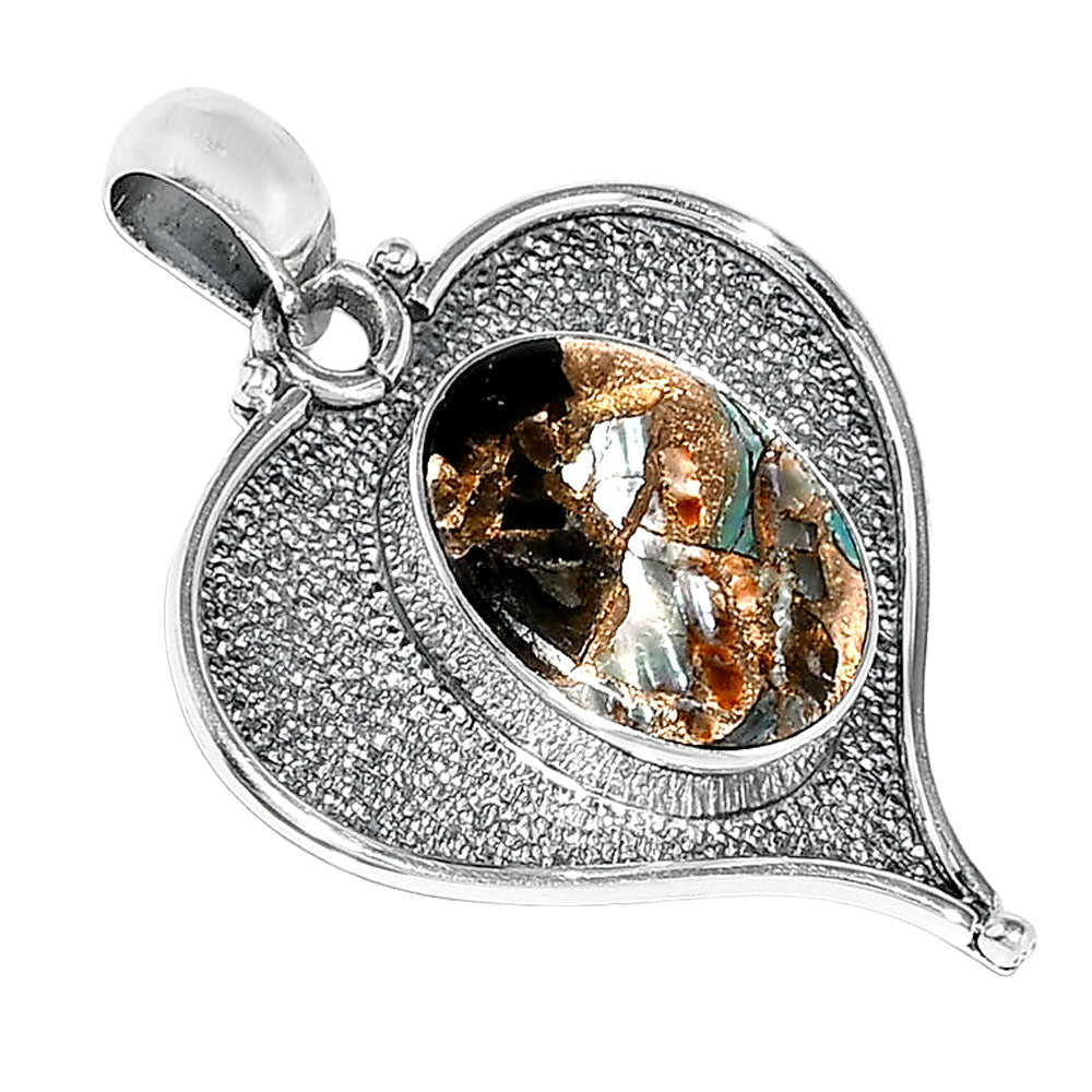 Heart - Natural Copper Abalone Shell Pendant P-1503 SDP151278