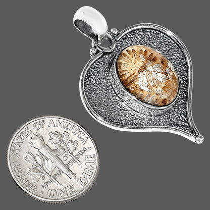 Heart - Natural Flower Fossil Coral Pendant P-1503 SDP151291