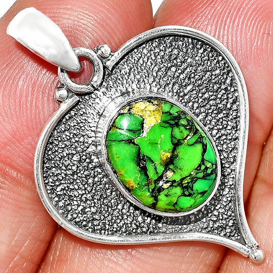 Heart - Green Matrix Turquoise Pendant P-1503 SDP151308