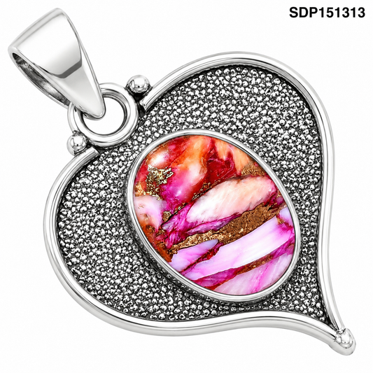 Heart - Kingman Pink Dahlia Turquoise Pendant P-1503 SDP151313