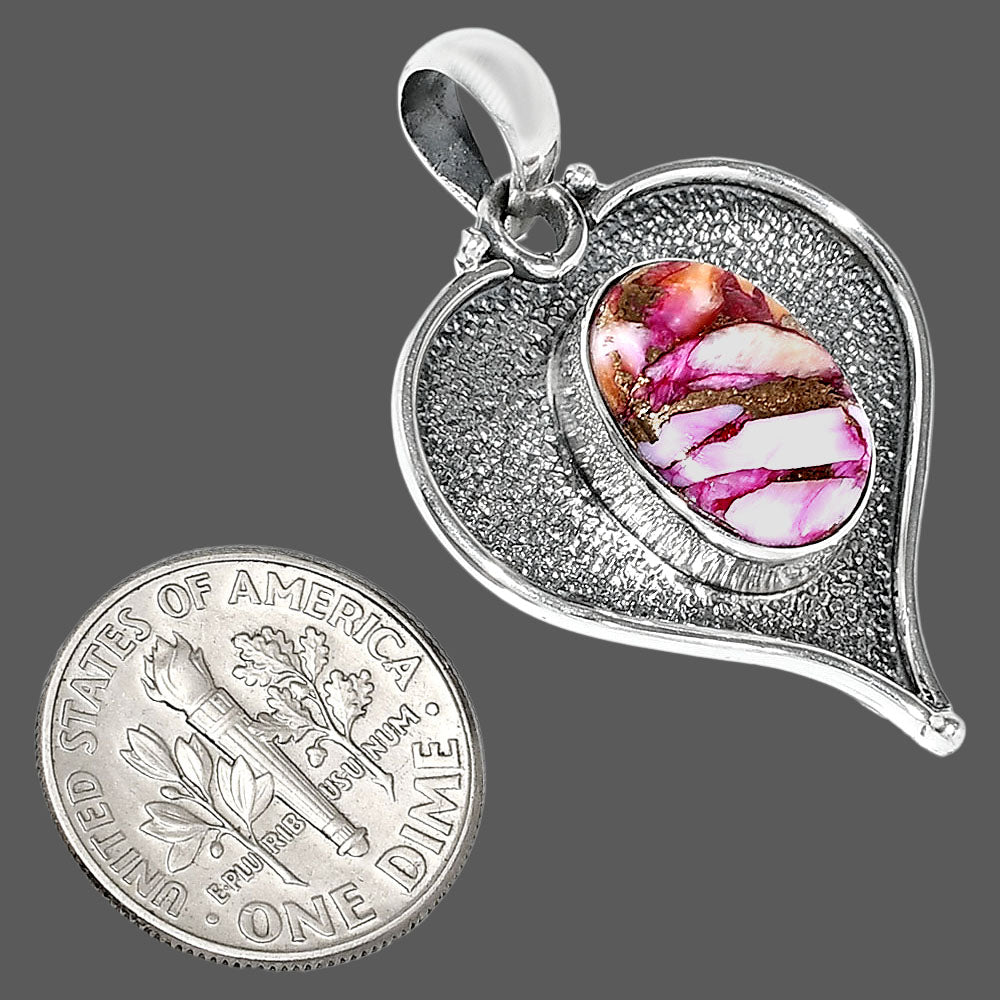Heart - Kingman Pink Dahlia Turquoise Pendant P-1503 SDP151313