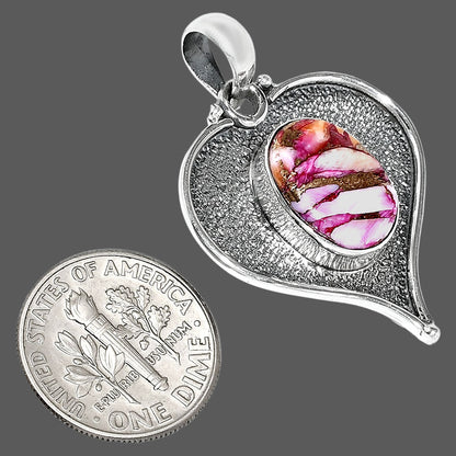 Heart - Kingman Pink Dahlia Turquoise Pendant P-1503 SDP151313