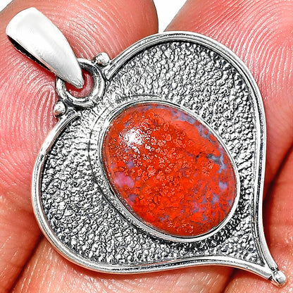 Heart - Natural Red Moss Agate Pendant P-1503 SDP151322