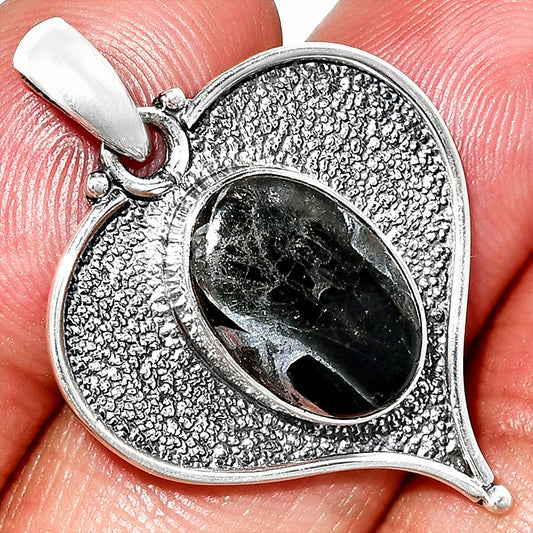 Heart - Natural Obsidian And Zinc Pendant P-1503 SDP151326