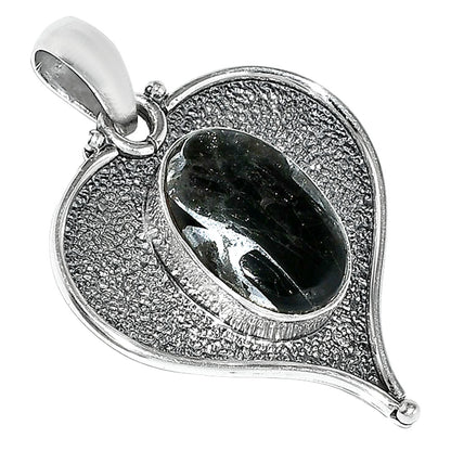 Heart - Natural Obsidian And Zinc Pendant P-1503 SDP151326