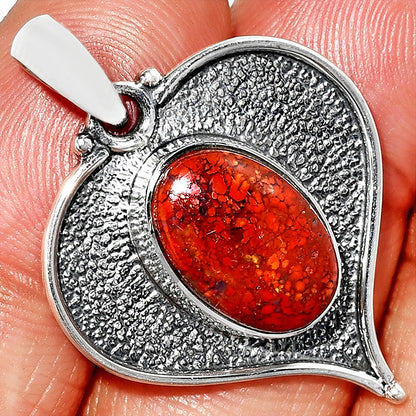 Heart - Natural Red Moss Agate Pendant P-1503 SDP151332