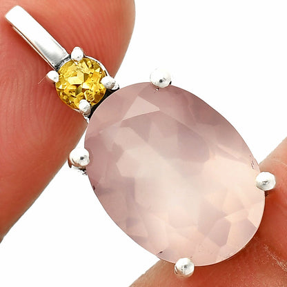 Rose Quartz - Madagascar & Citrine Pendant P-1113 SDP151437
