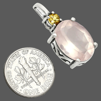 Rose Quartz - Madagascar & Citrine Pendant P-1113 SDP151437