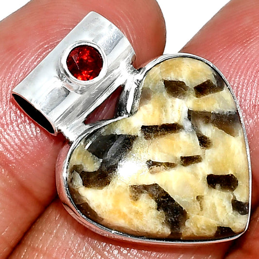 Heart - Yellow Septarian & Garnet Pendant P-1300 SDP151712