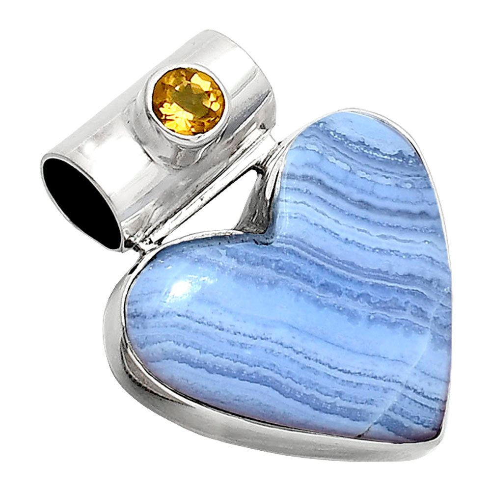 Heart - Blue Lace Agate & Citrine Pendant P-1300 SDP151720