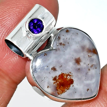 Heart - Robinson Ranch Plume Agate & Amethyst Pendant P-1300 SDP151758