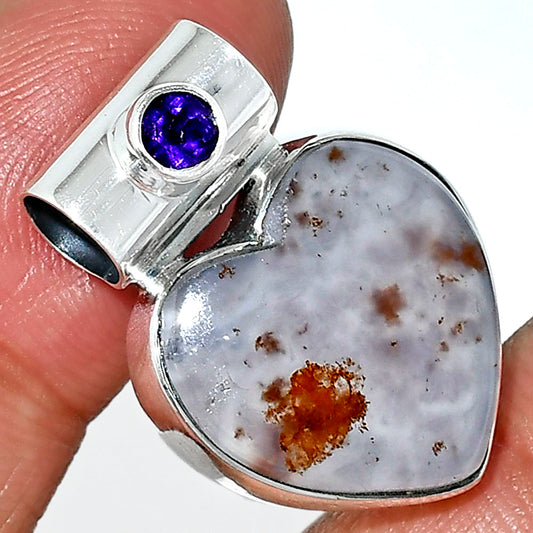 Heart - Robinson Ranch Plume Agate & Amethyst Pendant P-1300 SDP151758