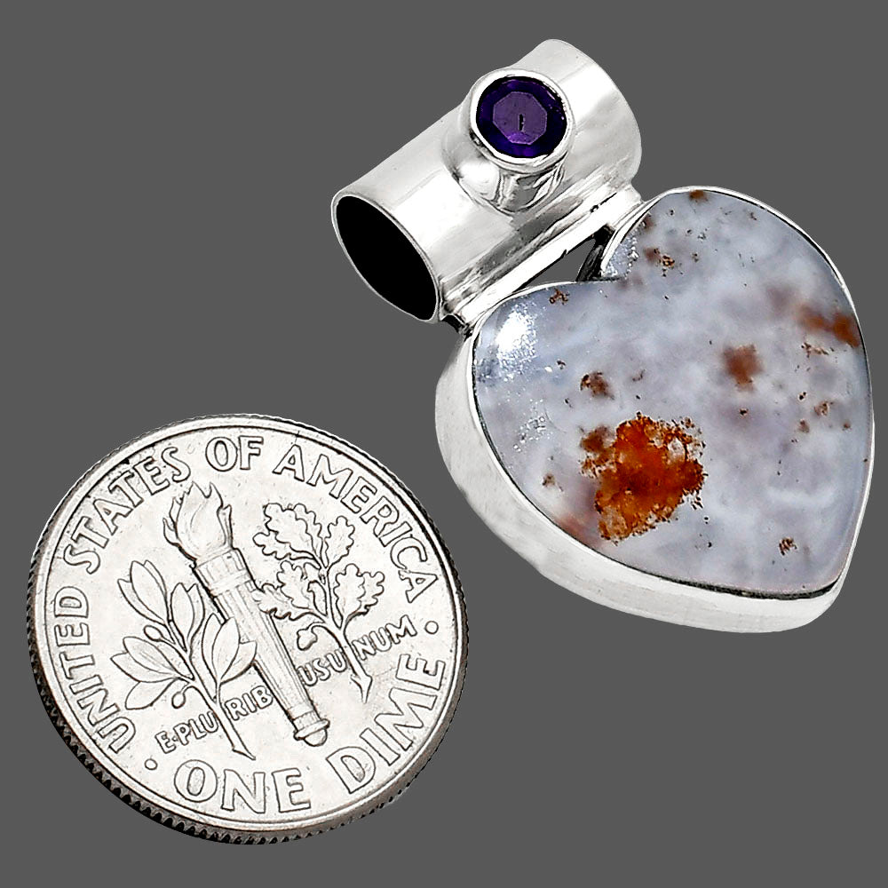 Heart - Robinson Ranch Plume Agate & Amethyst Pendant P-1300 SDP151758
