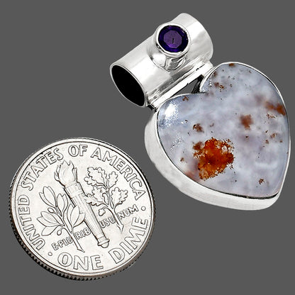 Heart - Robinson Ranch Plume Agate & Amethyst Pendant P-1300 SDP151758
