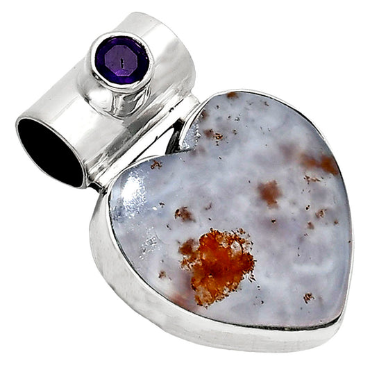 Heart - Robinson Ranch Plume Agate & Amethyst Pendant P-1300 SDP151758