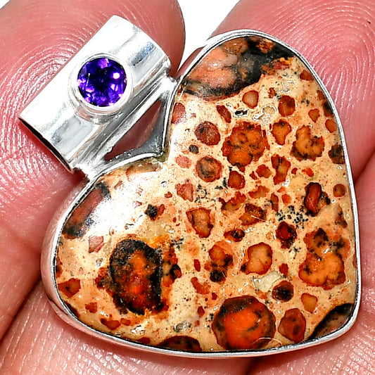 Heart - Leopardite Jasper & Amethyst Pendant P-1300 SDP151772