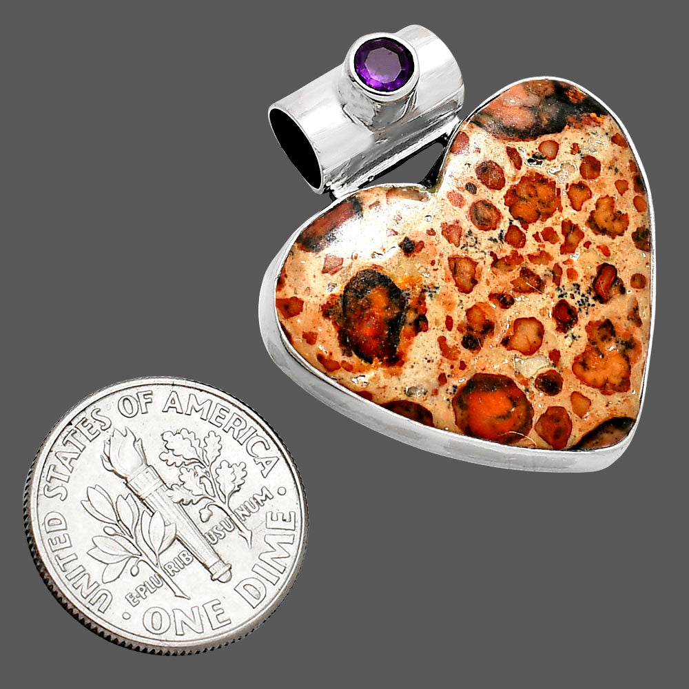 Heart - Leopardite Jasper & Amethyst Pendant P-1300 SDP151772